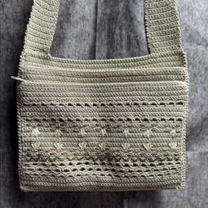 Elegant Knit Shoulder Bag - Cream
